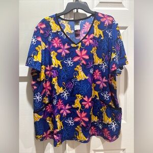 Lion King Simba Disney Scrub Top Size XL Blue